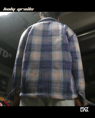 Guy in Street Style 'Kraven the Flannel' Lavender 250+ GSM Cotton Unisex Relaxed Fit Full Sleeve Shirt HG x Pvt Ltd - Back