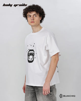 Guy in Street Style 'Look At Me' White 240 GSM 100% Terry Cotton Screen Printed Oversize Graphic Tee HG x Bumchiq - Side 1