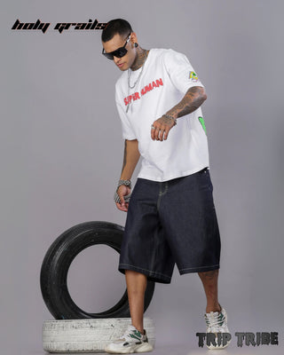 Guy in Street Style 'Molly' White 240 GSM 100% Cotton Oversize Graphic T-Shirt HG x Trip Tribe - Front Full