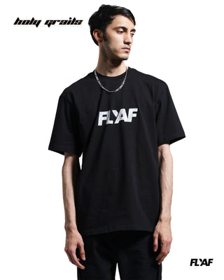 Guy in Street Style 'Morphed' Black 240 GSM 100% Cotton Puff Printed Oversize Tee HG x FLYAF - Front