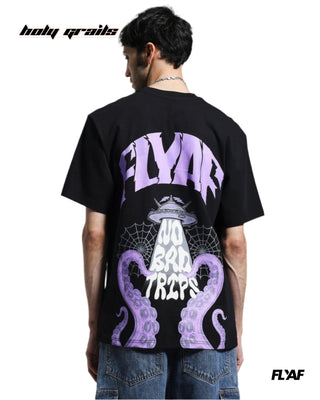 Guy in Street Style 'No Bad Trips' Black 240 GSM 100% Cotton Puff Printed Oversize Tee HG x FLYAF - Back