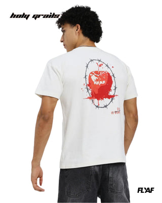 Guy in Street Style 'Original Sin' White 240 GSM 100% Cotton Puff Printed Oversize Tee HG x FLYAF - Back