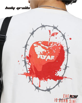 Guy in Street Style 'Original Sin' White 240 GSM 100% Cotton Puff Printed Oversize Tee HG x FLYAF - Back Close