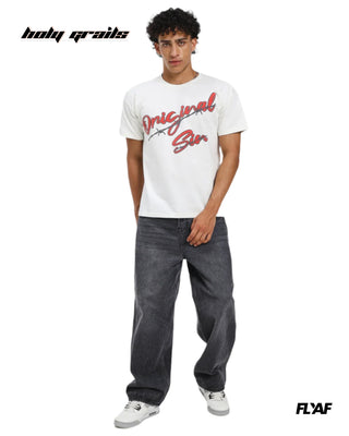 Guy in Street Style 'Original Sin' White 240 GSM 100% Cotton Puff Printed Oversize Tee HG x FLYAF - Front Full