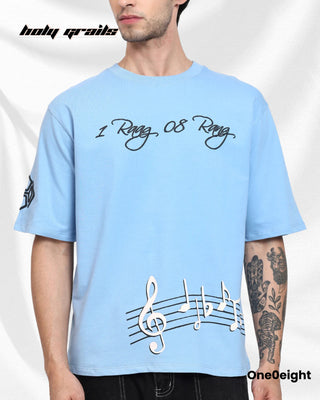 Guy in Street Style 'Raag Aur Rang' Blue 240 GSM French Terry Cotton Screen & Puff Printed Oversize Tee HG x One0eight - Front