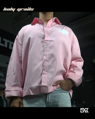 Guy in Street Style 'Rush Hour' Pink Check Cotton Lightweight Boxy Fit Printed Shirt HG x Pvt Ltd - Front