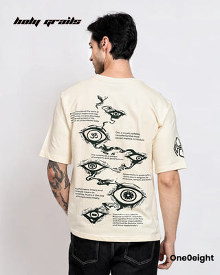 Guy in Street Style 'Tattva' Cream Graphic Printed Oversize Tee HG x One0eight - Back