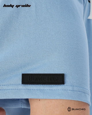 Guy in Street Style 'The Journey' Blue 240 GSM 100% Terry Cotton Screen Printed Oversize Graphic Tee HG x Bumchiq - Sleeve Close Up
