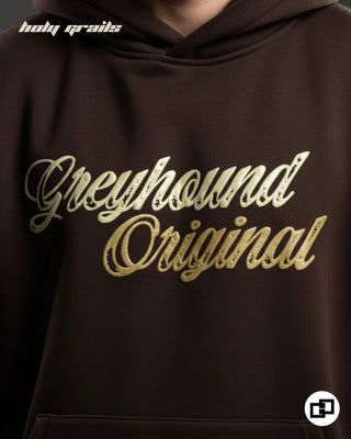 Street Style 'Tiger Claw' Brown 400 GSM 100% Cotton Screen & Puff Printed Oversize Hoodie HG x Grey Hound - Front Print Close Up