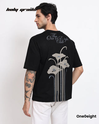Guy in Street Style 'Trust the Seeds' Black 240 GSM French Terry Cotton Screen & Puff Printed Oversize Tee HG x One0eight - Back