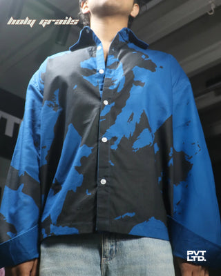 Guy in Street Style 'Varuna' Blue Unisex Polycotton Abstract Printed Relaxed Fit Shirt HG x Pvt Ltd - Front
