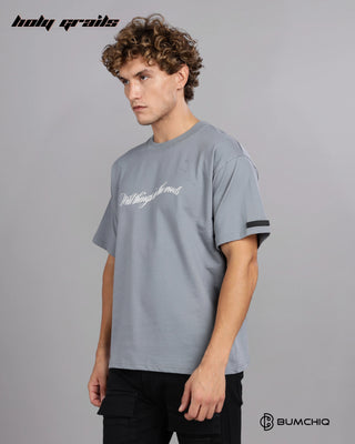 Guy in Street Style 'Wild Bear' Grey 240 GSM 100% Terry Cotton Screen Printed Oversize Graphic Tee HG x Bumchiq - Side 2