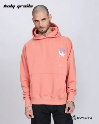Guy in Streetwear Style 'Chill Coral' Pink 350-370 GSM Puff Print Oversize Graphic Hoodie HG x Bumchiq - Front