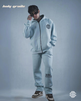 Guy in Streetwear Style 'Frosty Blue Void' 305+ GSM Cotton Fleece Fabric Hoodie & Lower Winter Co-Ord Set HG x DRBL - Front Full