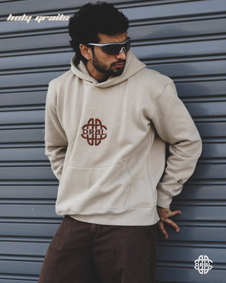 Guy in Streetwear Style 'Ivory Beige Daylight' Premium 350+ GSM Cotton Fleece Fabric Oversize Hoodie HG x DRBL - Front