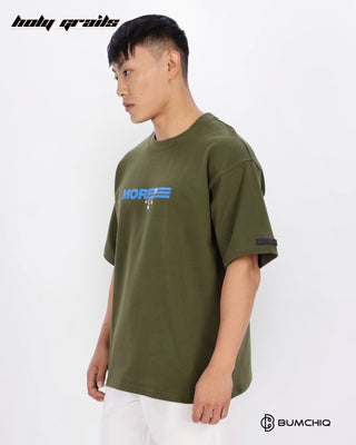 Guy in Streetwear Style 'No One' Green 240 GSM 100% Terry Cotton Oversize Graphic T-Shirt HG x Bumchiq - Side 1
