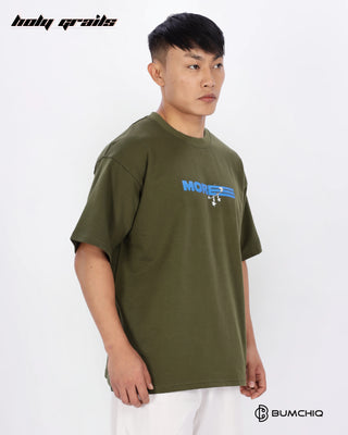 Guy in Streetwear Style 'No One' Green 240 GSM 100% Terry Cotton Oversize Graphic T-Shirt HG x Bumchiq - Side 2