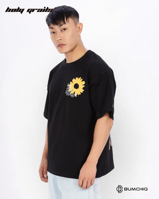 Guy in Streetwear Style 'Own Muse' Black 240 GSM 100% Terry Cotton Oversize Graphic T-Shirt HG x Bumchiq - Side 1
