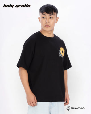 Guy in Streetwear Style 'Own Muse' Black 240 GSM 100% Terry Cotton Oversize Graphic T-Shirt HG x Bumchiq - Side 2