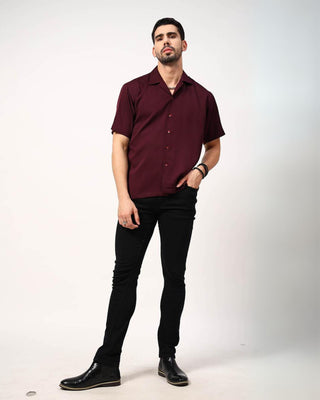 Guy in Streetwear Style 'The Editable' Wine 250 GSM Cotton Shirt - Front