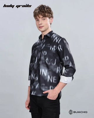 Guy in Streetwear 'Black Alphabetical' Full Sleeve 90% Cotton 10% Polyester Overshirt HG x Bumchiq - Front Side 1