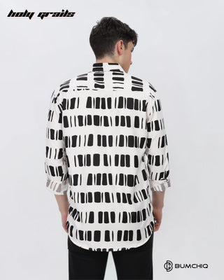 Guy in Streetwear 'Black Box Abstract' White Imported Fabric Full Sleeve Slim Fit Shirt HG x Bumchiq - Back