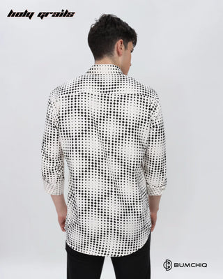 Guy in Streetwear 'Black Dotted Abstract' White Imported Fabric Full Sleeve Slim Fit Shirt HG x Bumchiq - Back