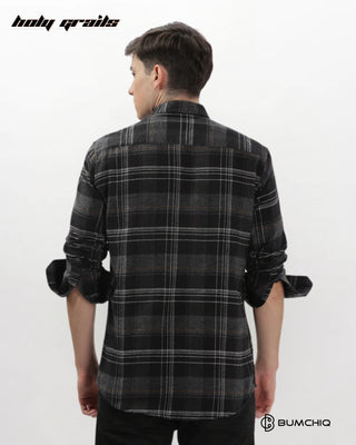 Guy in Streetwear 'Black Flannel' Full Sleeve 100% Cotton Checkered Overshirt HG x Bumchiq - Back