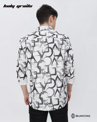 Guy in Streetwear 'Black Geometrical' White 80% Cotton 20% Polyester Full Sleeve Slim Fit Shirt HG x Bumchiq - Back