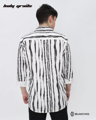 Guy in Streetwear 'Black Line Abstract' 80% Cotton 20% Polyester Full Sleeve Skin Fit Shirt HG x Bumchiq - Back