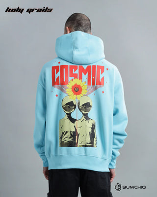 Guy in Streetwear 'Cosmic' Light Blue 350-370 GSM 100% Cotton DTF Print Oversize Hoodie HG x Bumchiq - Back