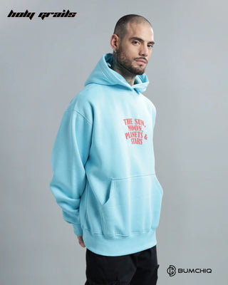 Guy in Streetwear 'Cosmic' Light Blue 350-370 GSM 100% Cotton DTF Print Oversize Hoodie HG x Bumchiq - Side