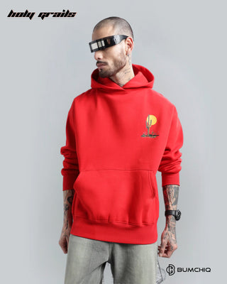 Guy in Streetwear 'Desert Drifters' Red 350-370 GSM 100% Cotton Oversize DTF Printed Hoodie HG x Bumchiq - Front