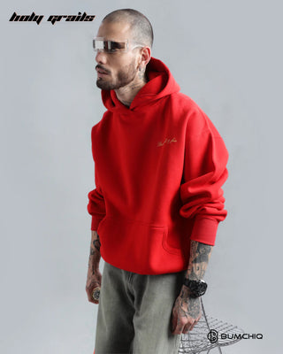 Guy in Streetwear 'Desert Drifters' Red 350-370 GSM 100% Cotton Oversize DTF Printed Hoodie HG x Bumchiq - Side 1