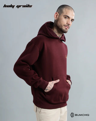 Guy in Streetwear 'Diversity' Maroon Red 350-370 GSM 100% Cotton DTF Print Oversize Hoodie HG x Bumchiq - Side 2