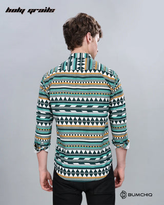 Guy in Streetwear 'Green Aztec' Full Sleeve 70% Cotton 30% Polyester Overshirt HG x Bumchiq - Back