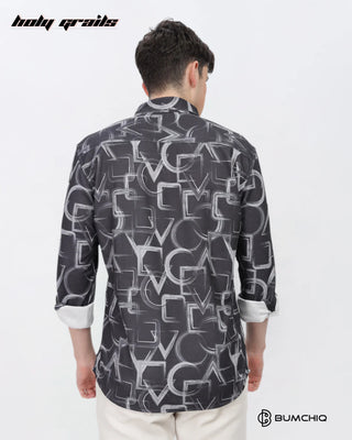 Guy in Streetwear 'Grey Geometrical' Black 80% Cotton 20% Polyester Full Sleeve Shirt HG x Bumchiq - Back