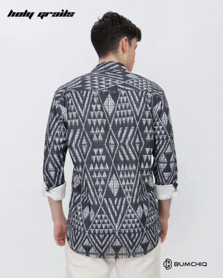 Guy in Streetwear 'Grey Geometrical' Black 80% Cotton 20% Polyester Full Sleeve Slim Fit Shirt HG x Bumchiq - Back