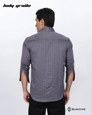 Guy in Streetwear 'Grey Stripes' Solid Polycotton Full Sleeve Slim Fit Shirt HG x Bumchiq - Back