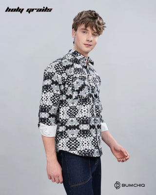 Guy in Streetwear 'Greyish Abstractix' 70% Cotton 30% Polyester Full Sleeve Overshirt HG x Bumchiq - Front Side