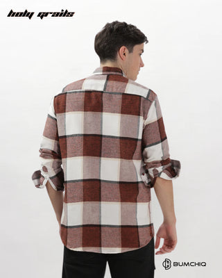 Guy in Streetwear 'Maroon Flannel' Full Sleeve Chekered 100% Cotton Overshirt HG x Bumchiq - Back