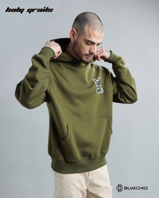 Guy in Streetwear 'Money' Green Olive 350-370 GSM 100% Cotton DTF Print Oversize Hoodie HG x Bumchiq - Side 2