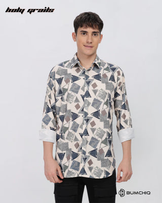 Guy in Streetwear 'Multi Abstract' Beige Polycotton Full Sleeve Slim Fit Shirt HG x Bumchiq - Front