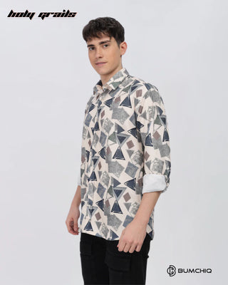 Guy in Streetwear 'Multi Abstract' Beige Polycotton Full Sleeve Slim Fit Shirt HG x Bumchiq - Front Side