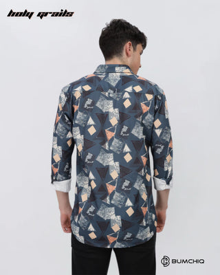 Guy in Streetwear 'Multi Abstract' Blue Polycotton Full Sleeve Slim Fit Shirt HG x Bumchiq - Back