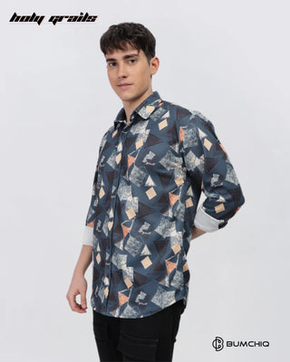 Guy in Streetwear 'Multi Abstract' Blue Polycotton Full Sleeve Slim Fit Shirt HG x Bumchiq - Front Side 2