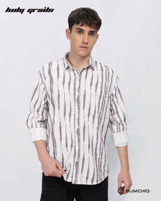 Guy in Streetwear 'Skin Line Abstract' 80% Cotton 20% Polyester Skin Fit Full Sleeve Shirt HG x Bumchiq - Front