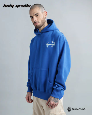 Guy in Streetwear 'Space Time' Blue 350-370 GSM 100% Cotton Puff Print Oversize Hoodie HG x Bumchiq - Side 1