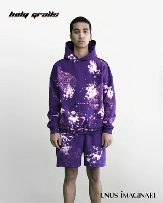 Guy in Streetwear 'Unpurpled' Purple 340 GSM 100% Cotton Hoodie & Shorts Winter Co-ord Set HG x Unus Imaginari - Front