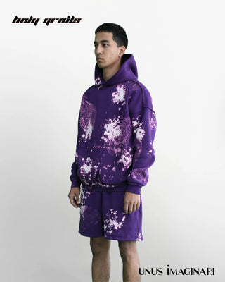 Guy in Streetwear 'Unpurpled' Purple 340 GSM 100% Cotton Hoodie & Shorts Winter Co-ord Set HG x Unus Imaginari - Front Side